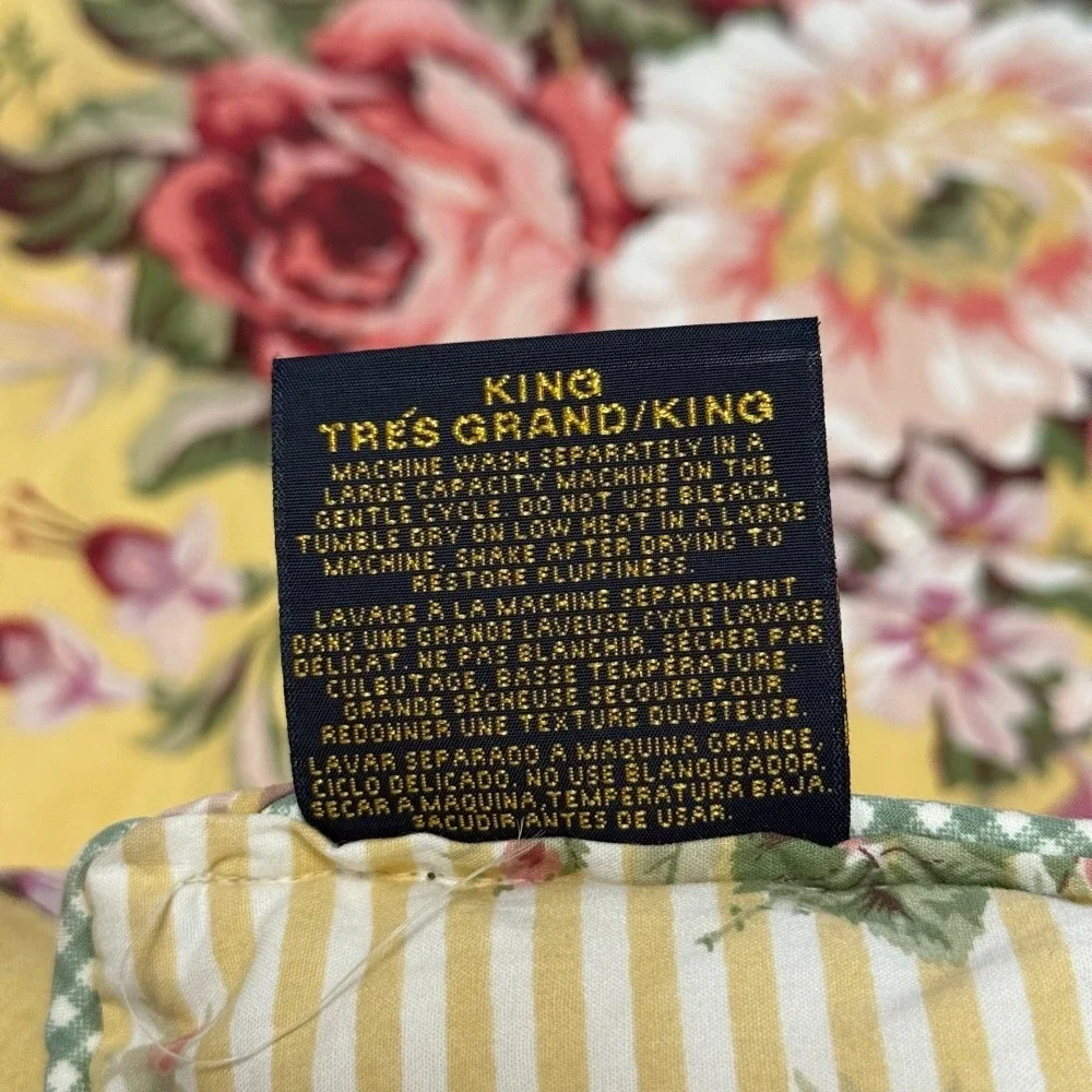 Ralph Lauren Sophie Brooke  King Comforter Yellow Pink Cabbage Rose Floral